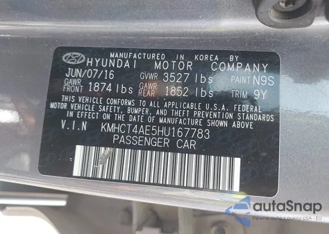 2017 Hyundai Accent Se from USA, damaged, VIN KMHCT4AE5HU167783